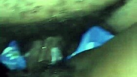 Hairy ebony student gets creampie from boyfriend in college