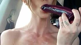 Big Tits Exposed In The Car During Public Nudity