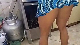 Housewife TAKES COCK before CHORES in the KITCHEN