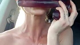 Big Tits Exposed In The Car During Public Nudity