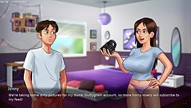 Stepsis Jenny Gets Naked And Plays With Her Huge Ass & Boobs - Summertime Saga 3D Porn Game