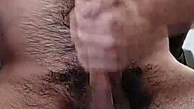 the latina amateur masturbates her monster cock hard and strong