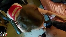 French amateur performs blowjob and rimming