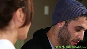 The cougar masseuse gives a titty fuck during the nuru massage