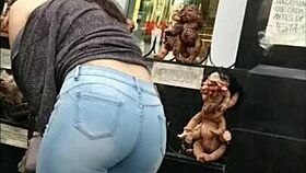 Latina Teen Shows Off Tight Jeans Ass Voyeur Style