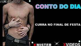 The brazilian girl intensely jerks off at the end of the wild party, surprising everyone with her bold actions.