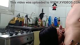 Housewife TAKES COCK before CHORES in the KITCHEN
