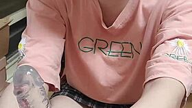 Shemale Ting Xuan performs blowjob on dildo