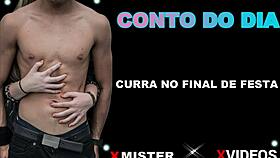 The brazilian girl intensely jerks off at the end of the wild party, surprising everyone with her bold actions.