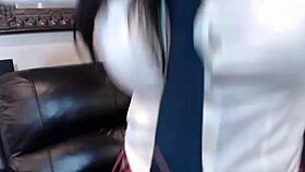 Look at sexy Maxine X spreading her legs in that college skirt