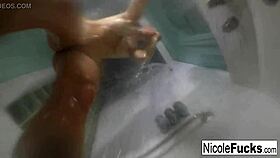 hot pornstar nicole aniston enjoys a steamy shower with blonde big tits masturbation.