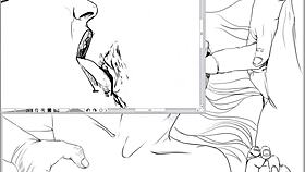 Speed drawing depicts ffm threesome with licking and fucking by artist kramer krameroff