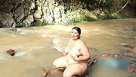 Feeling the passion in the river, I licked and fucked my stepson in doggystyle and missionary.