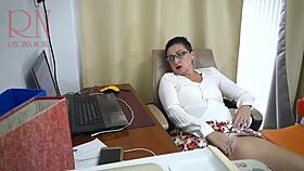Sexretary Gets Fucked with Dildo in Office, Caught on Hidden Cam