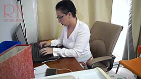 Sexretary Gets Fucked with Dildo in Office, Caught on Hidden Cam