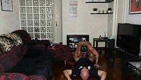 Muscular big tits milf deepthroats and assfucks the arresting policeman in trailer