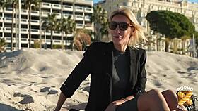 Anouk gets all excited for her first filmed anal scene as French milf in lingerie.