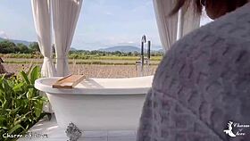 Taking a Bath in the Middle of a Rice Field, Japanese Style.