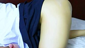 Young thai babe licks and cums in hotel room with senior toys and pussy play