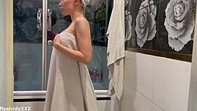 my ex-wife in the bathroom, shaving her pussy for a hot sex date with another man.