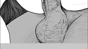 Speed drawing depicts ffm threesome with licking and fucking by artist kramer krameroff