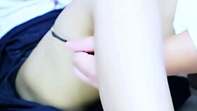 Young thai babe licks and cums in hotel room with senior toys and pussy play