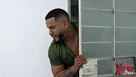 A muscular bodybuilder posing as a masseur brings a client to orgasm with her huge tits and ass