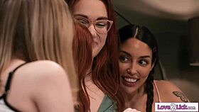 redhead milf stepmom has sex with her stepdaughter and bffs