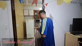 Wild sex with the naughty brother-in-law, anal fucking and creampie!