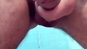 teen jerks off to big cock in bath, imagining facial and cumshot orgasm.