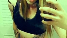 Hot Tranny In Panties And Bra Groping Her Clit While Masturbating Her Cock