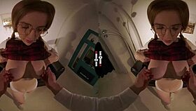 Feeling the thrill in dark room VR as I rip off panties and ride hard with redhead.