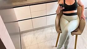 Horny stepmom spies on stepson, then brazenly fucks him in missionary, her big ass riding tight