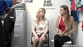 shoplifter ashley lane bends over in office, gets tits sucked, deepthroat blowjob, then fucked hard from behind on big ass