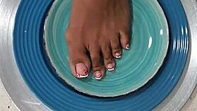 beautiful barefoot feet and toes in homemade black fetish