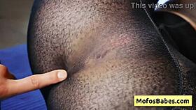 Blonde attends yoga class with instructor.