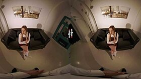 Feeling the thrill in dark room VR as I rip off panties and ride hard with redhead.