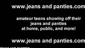 VALYA TEASING in tight JEAN MINISKIRT, neighbors WATCH as clothes RIP