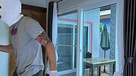 Teen Couple Breaks Into House For Doggystyle Sex On Bed, Cum Covered