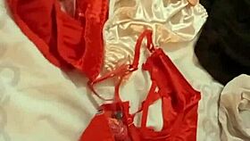 french amateur in satin lingerie gives blowjob and gets pussy pounded