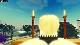 Lucky bacon fucks cute girl after teasing in Roblox