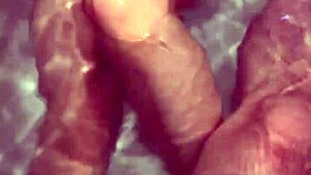 Married housewife bathes before lewd sex