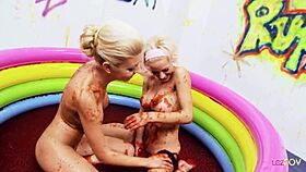 are the lesbians finger fucking in jello pool?