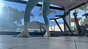 Fit teen 18+ in leggings fucks trainer after gym? Bubble butt action!