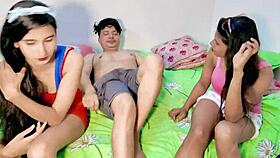 Threesome Fuck With Step Sisters Cum Inside Both