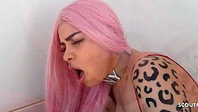 Pink Hair Latina Gets No Condom Fuck On Balcony!
