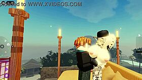 Lucky bacon fucks cute girl after teasing in Roblox