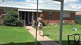 Delicious redhead in lingerie poses