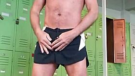 pervy guy strips down after workout and showers in the gym