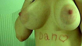 Stella takes off her black dress and shakes her tits for dan 😍